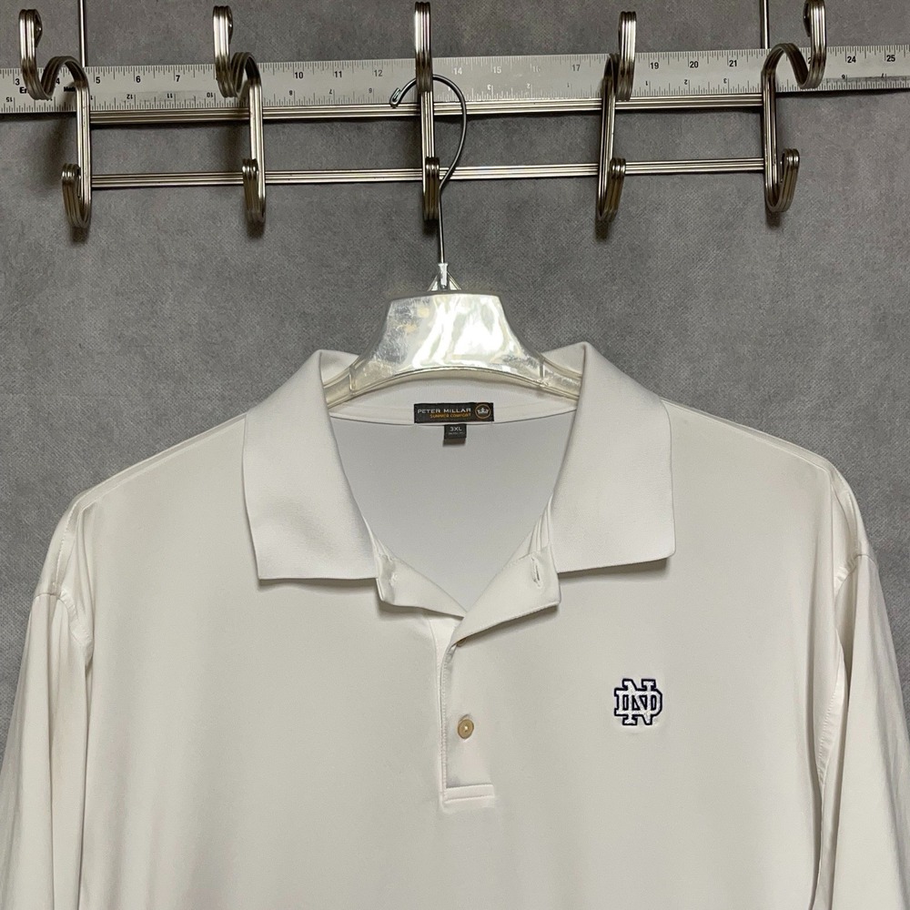 Peter Millar Polo Shirt Men's 3XL White Notre Dame Active Summer Comfort 3XLT